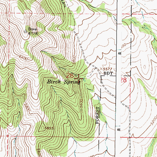 Topographic Map of Birch Spring, ID