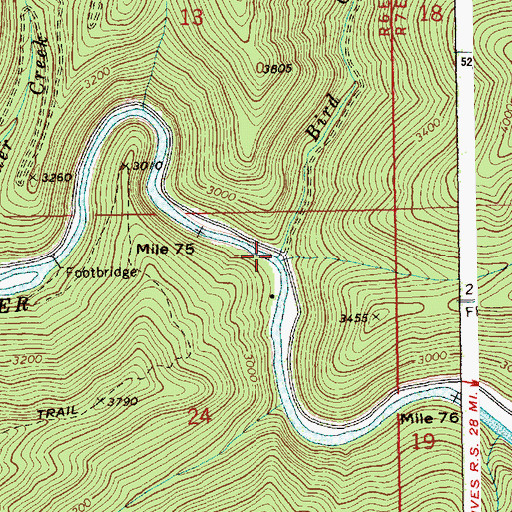 Topographic Map of Bird Creek, ID