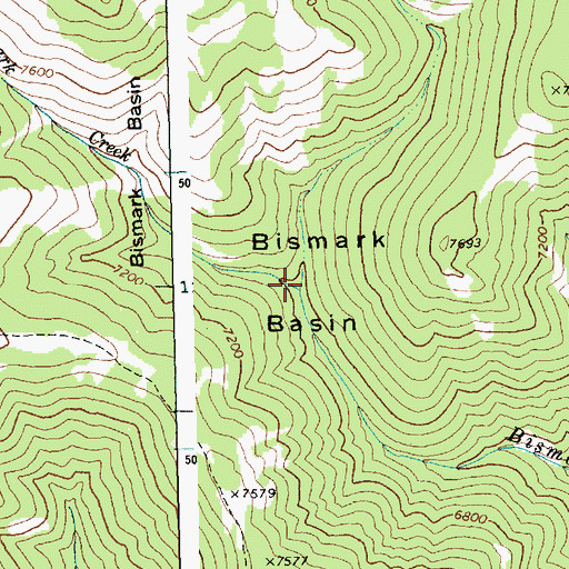 Topographic Map of Bismark Basin, ID