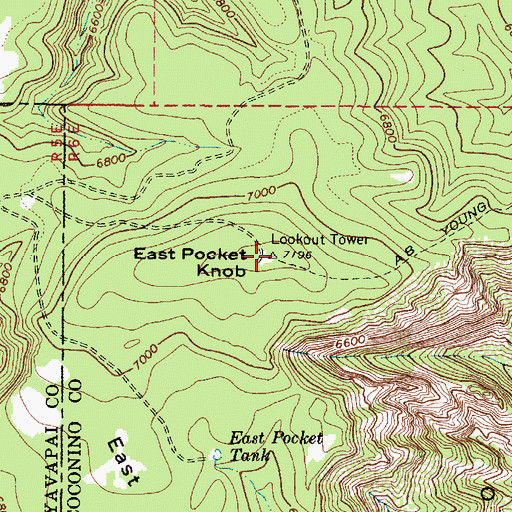 Topographic Map of East Pocket Lookout Tower, AZ
