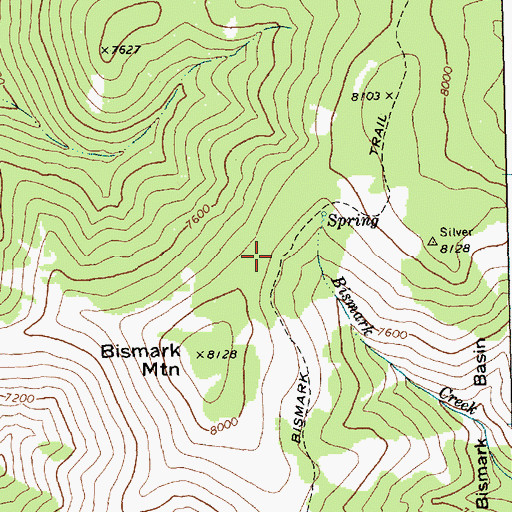 Topographic Map of Bismark Trail, ID