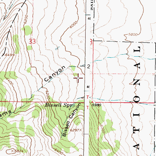 Topographic Map of Bissell Canyon, ID