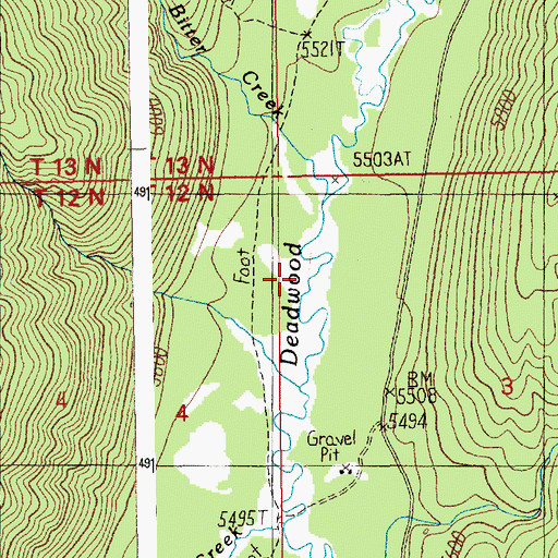 Topographic Map of Bitter Creek, ID