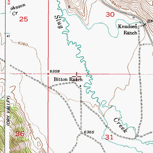 Topographic Map of Bitton Ranch, ID