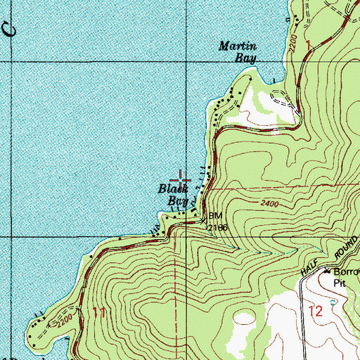 Topographic Map of Black Bay, ID