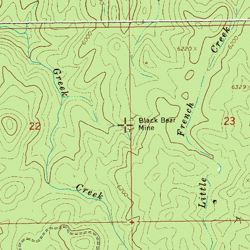 Topographic Map of Black Bear Mine, ID