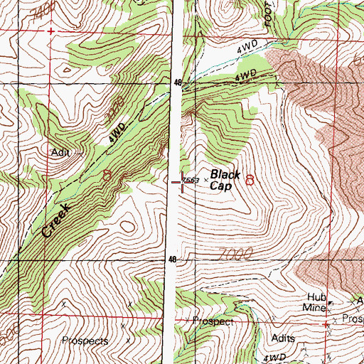 Topographic Map of Black Cap, ID