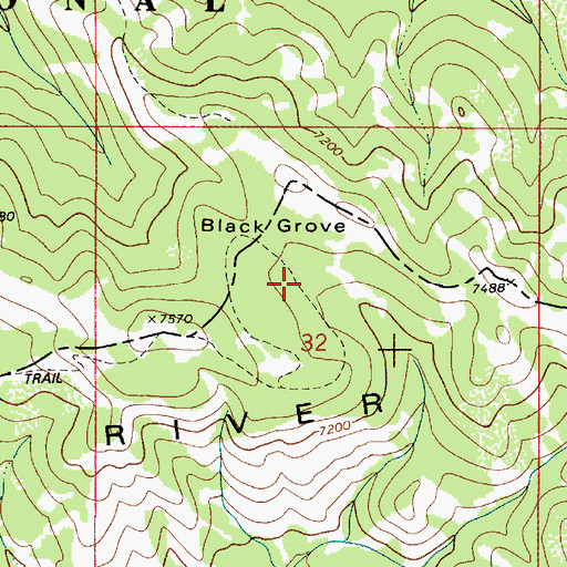 Topographic Map of Black Grove, ID