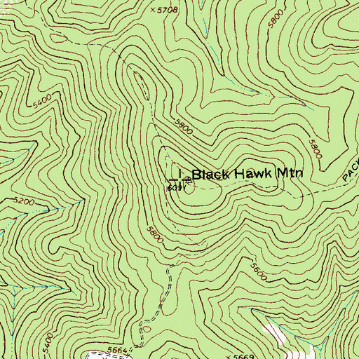 Topographic Map of Black Hawk Mountain, ID