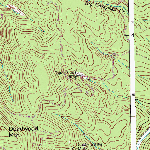 Topographic Map of Black Lady Mine, ID