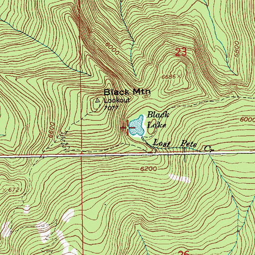 Topographic Map of Black Lake, ID