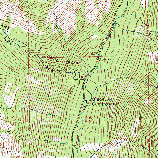 Topographic Map of Black Lee Creek, ID