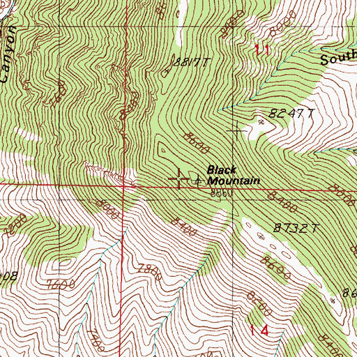 Topographic Map of Black Mountain, ID