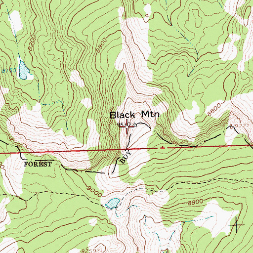 Topographic Map of Black Mountain, ID