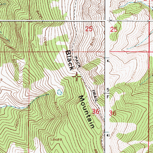 Topographic Map of Black Mountain, ID