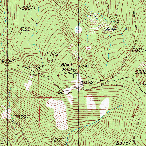Topographic Map of Black Peak, ID
