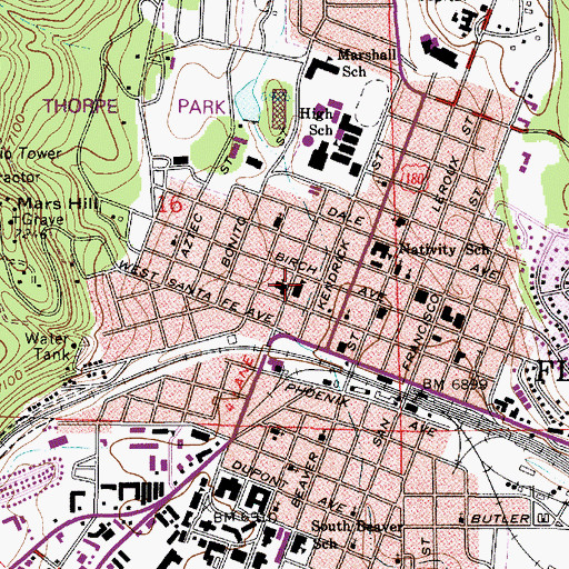 Topographic Map of Emerson School, AZ