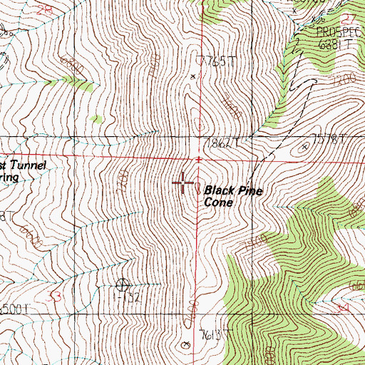 Topographic Map of Black Pine Cone, ID