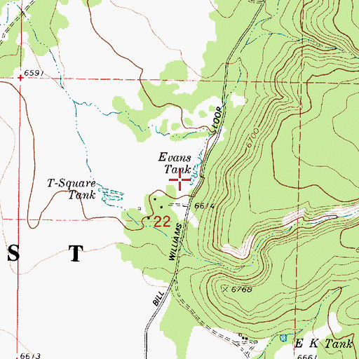 Topographic Map of Evans Tank, AZ
