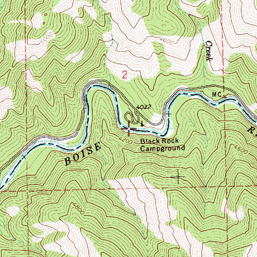Topographic Map of Black Rock Campground, ID