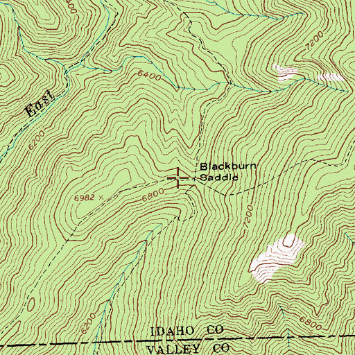 Topographic Map of Blackburn Saddle, ID