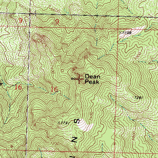 Topographic Map of Dean Peak, AZ