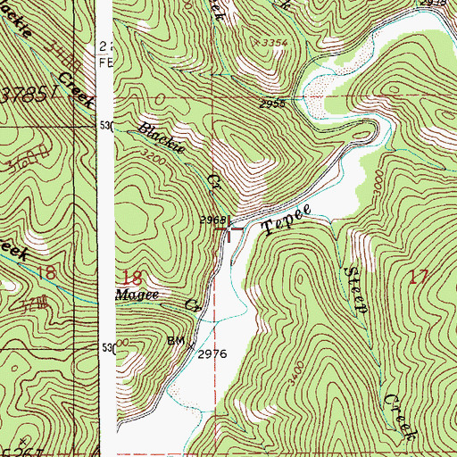 Topographic Map of Blackie Creek, ID