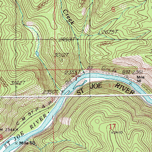 Topographic Map of Blackjack Creek, ID