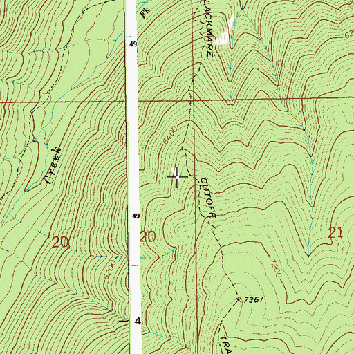 Topographic Map of Blackmare Cutoff Trail, ID