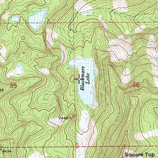 Topographic Map of Blackmare Lake, ID