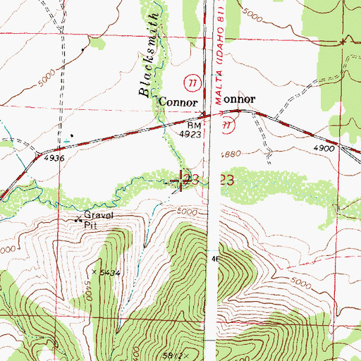 Topographic Map of Blacksmith Creek, ID