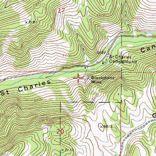 Topographic Map of Blackstone Mine, ID