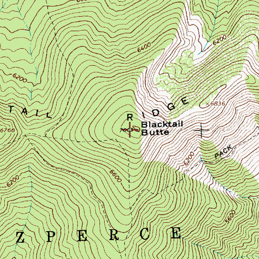 Topographic Map of Blacktail Butte, ID