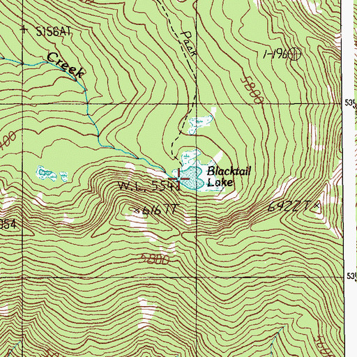 Topographic Map of Blacktail Lake, ID
