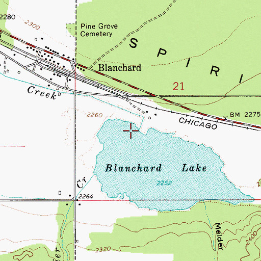 Topographic Map of Blanchard Creek, ID