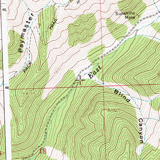 Topographic Map of Blind Canyon, ID