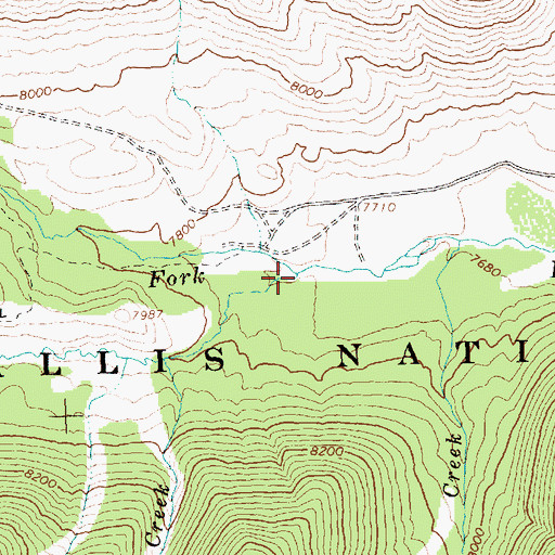 Topographic Map of Blind Creek, ID