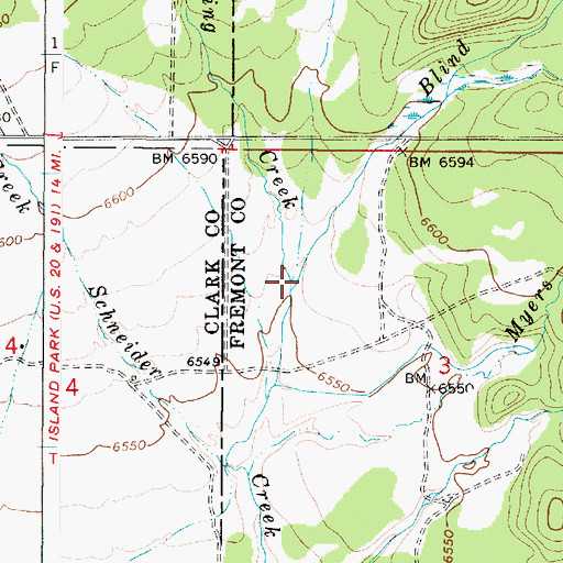 Topographic Map of Blind Creek, ID