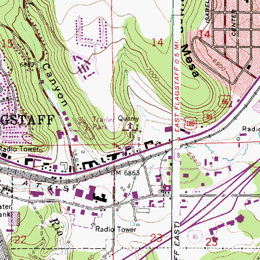 Topographic Map of Flagstaff Fire Department Station 2, AZ