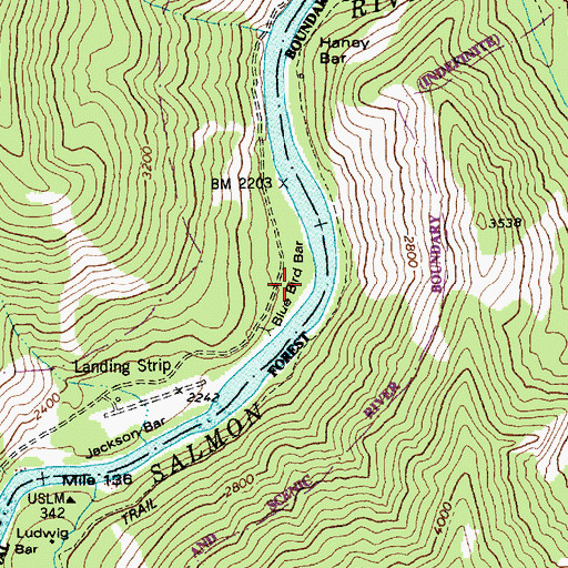 Topographic Map of Blue Bird Bar, ID