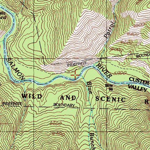 Topographic Map of Blue Bunch Creek, ID