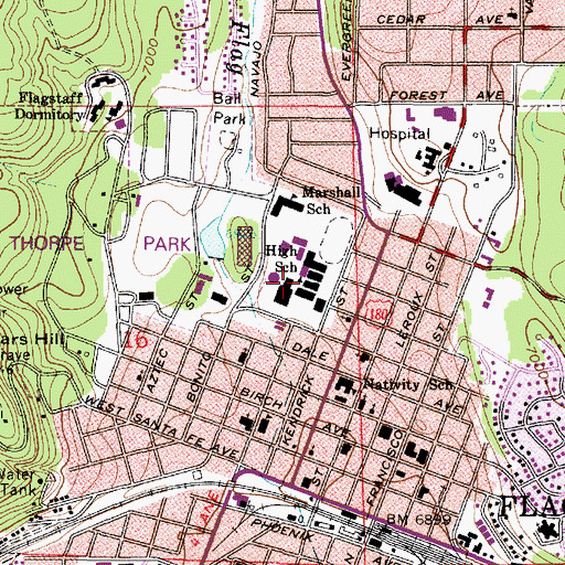 Topographic Map of Flagstaff High School, AZ