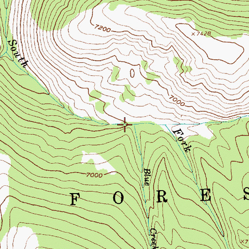 Topographic Map of Blue Creek, ID