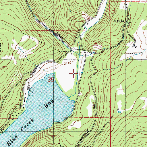 Topographic Map of Blue Creek, ID