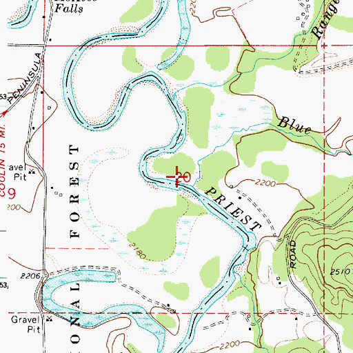 Topographic Map of Blue Creek, ID