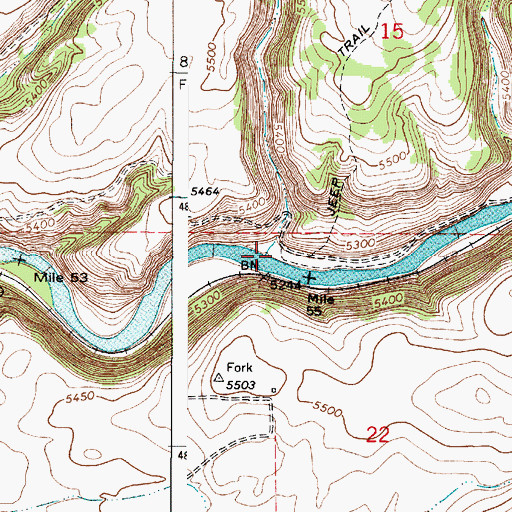 Topographic Map of Blue Creek, ID