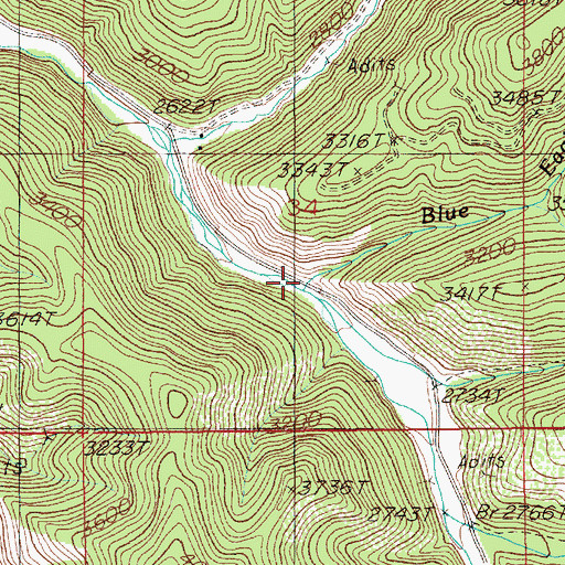 Topographic Map of Blue Eagle Creek, ID