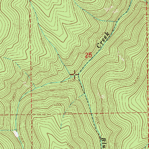 Topographic Map of Blue Grouse Creek, ID