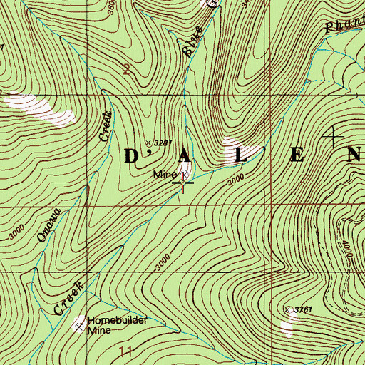 Topographic Map of Blue Grouse Creek, ID