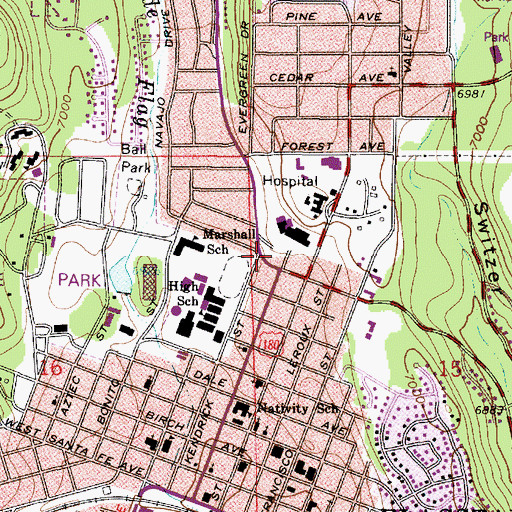 Topographic Map of Flagstaff Plaza Shopping Center, AZ